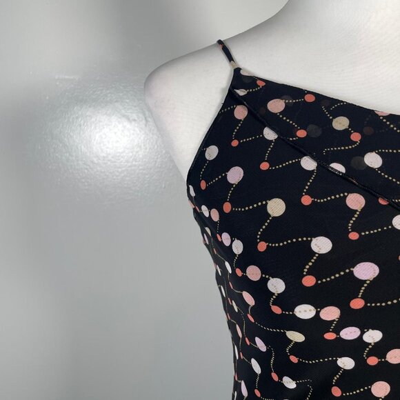 Le Pink Black Pink Polka Dots Asymmetrical Strap Neck Sleeveless Dress 10 NWT - Picture 4 of 12